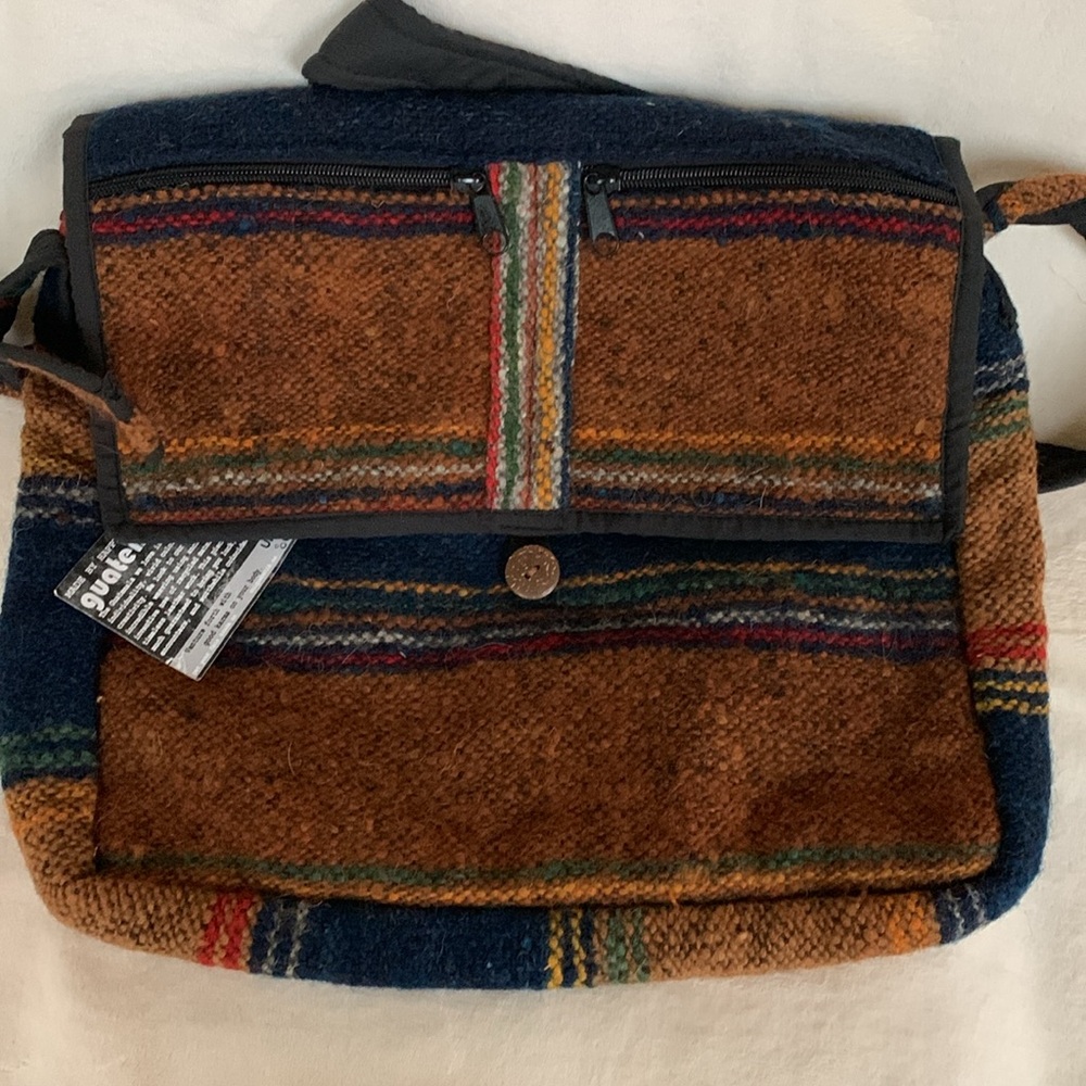 UNIQUE BATIK 100% WOOL HANDMADE IN GUATEMALA MESSENGER CROSSBODY BAG ADJ… - Picture 7 of 16
